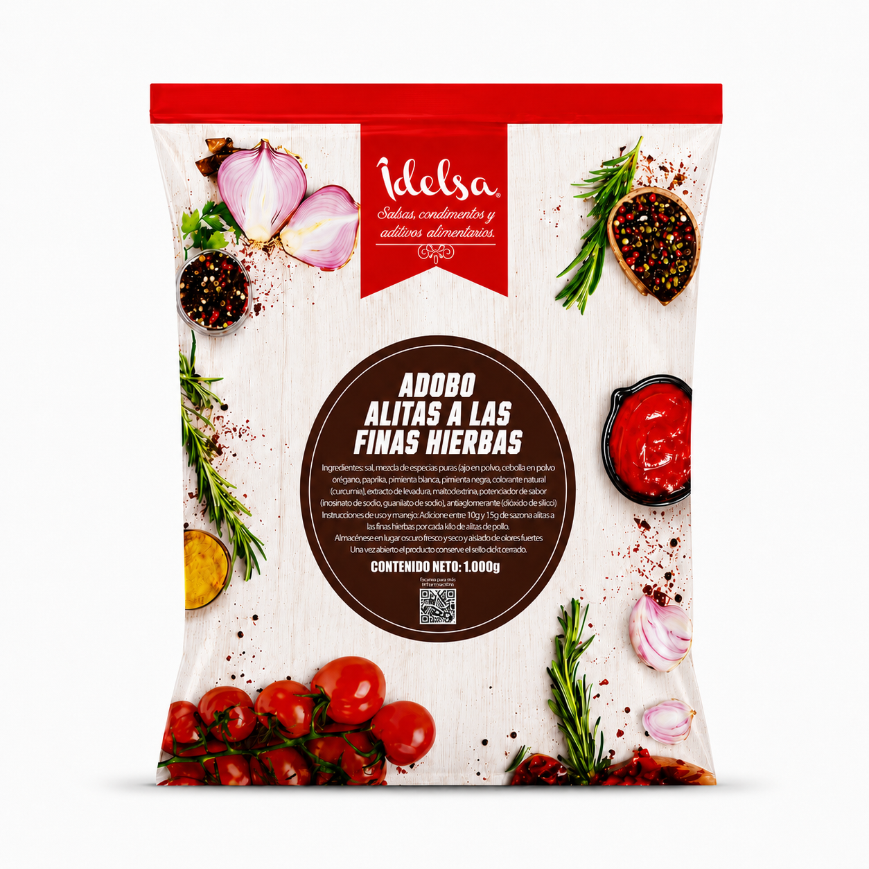 Empaque de Adobo Alitas a las Finas Hierbas Idelsa 1000g